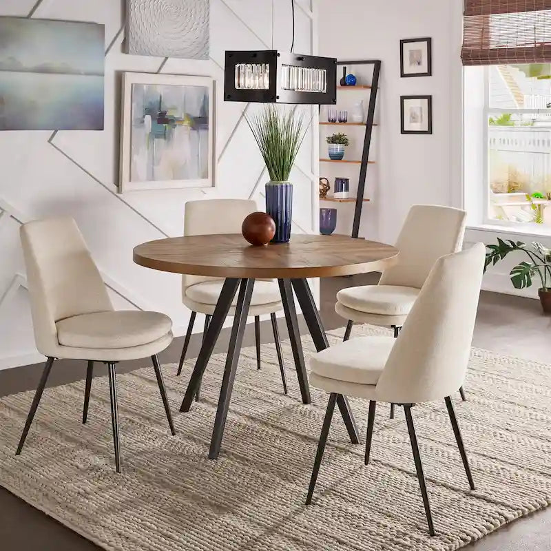 Oak Top Iron Grey Finish Dining Table