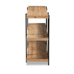 Finished Wood and Black Finished Metal Console Table