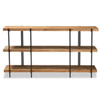 Finished Wood and Black Finished Metal Console Table