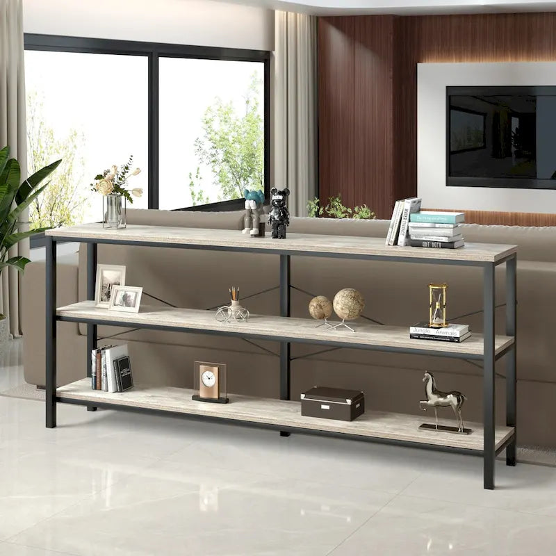 Table console de canapé de 55, étroite et longue, pour entrée, avec étagère de rangement et fonction de meuble TV