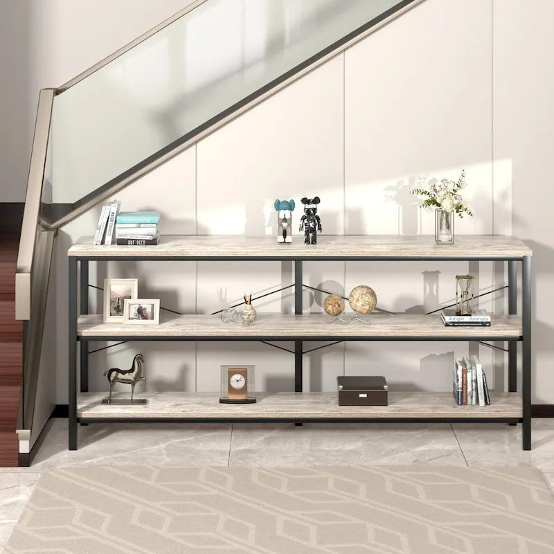 Table console de canapé de 55, étroite et longue, pour entrée, avec étagère de rangement et fonction de meuble TV