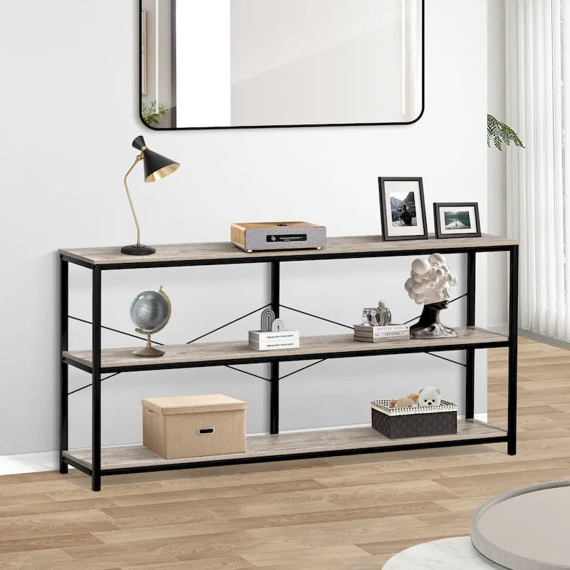 Table console de canapé de 55, étroite et longue, pour entrée, avec étagère de rangement et fonction de meuble TV