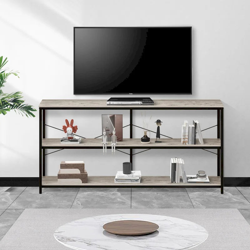 Table console de canapé de 55, étroite et longue, pour entrée, avec étagère de rangement et fonction de meuble TV