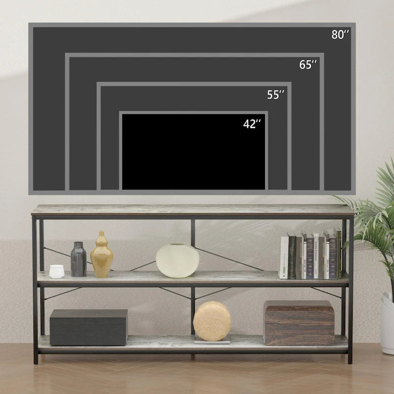 Table console de canapé de 55, étroite et longue, pour entrée, avec étagère de rangement et fonction de meuble TV