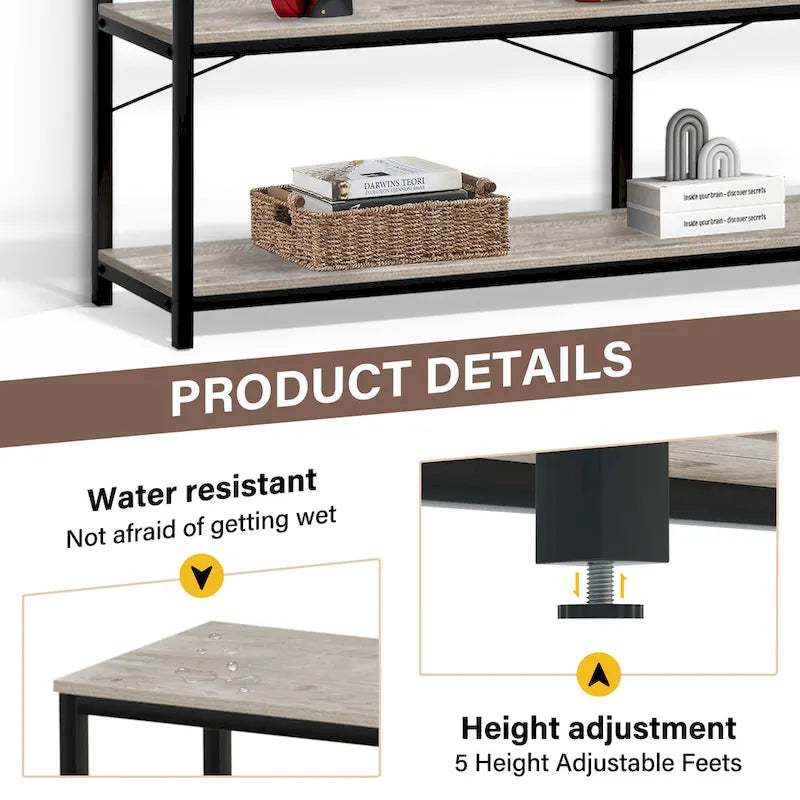 Table console de canapé de 55, étroite et longue, pour entrée, avec étagère de rangement et fonction de meuble TV