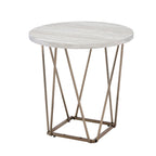 Marble Top Side Table with Metal Base