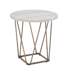 Marble Top Side Table with Metal Base