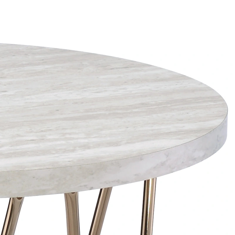 Marble Top Side Table with Metal Base