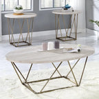 Marble Top Side Table with Metal Base