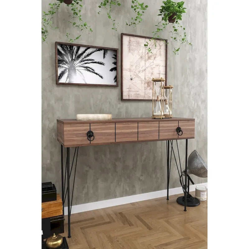Modern Console Table with Sturdy Metal Legs