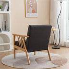 Mid Century Boucle Upholstered Solid Wood Accent Armchair with Pillow
