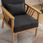 Mid Century Boucle Upholstered Solid Wood Accent Armchair with Pillow