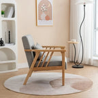 Mid Century Boucle Upholstered Solid Wood Accent Armchair with Pillow