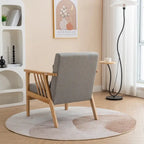Mid Century Boucle Upholstered Solid Wood Accent Armchair with Pillow