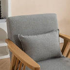 Mid Century Boucle Upholstered Solid Wood Accent Armchair with Pillow