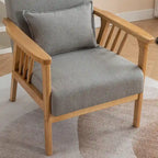 Mid Century Boucle Upholstered Solid Wood Accent Armchair with Pillow