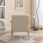 Mid Century Boucle Upholstered Solid Wood Accent Armchair with Pillow