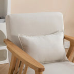 Mid Century Boucle Upholstered Solid Wood Accent Armchair with Pillow