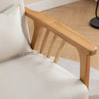 Mid Century Boucle Upholstered Solid Wood Accent Armchair with Pillow