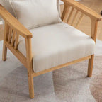 Mid Century Boucle Upholstered Solid Wood Accent Armchair with Pillow