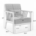 Mid Century Boucle Upholstered Solid Wood Accent Armchair with Pillow