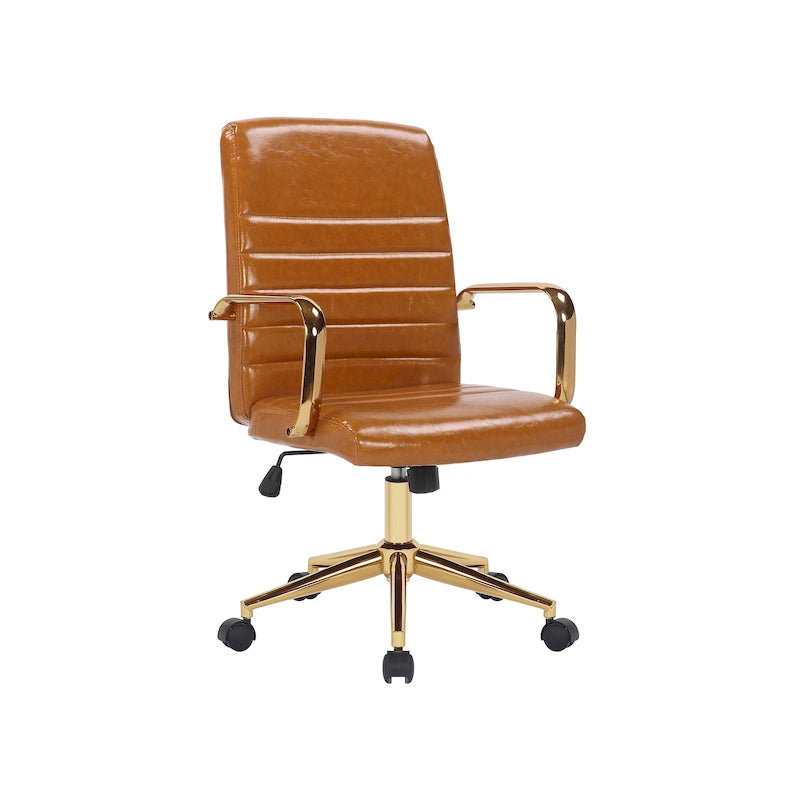 Swivel Office Chair, PU Leather, Roller Wheels