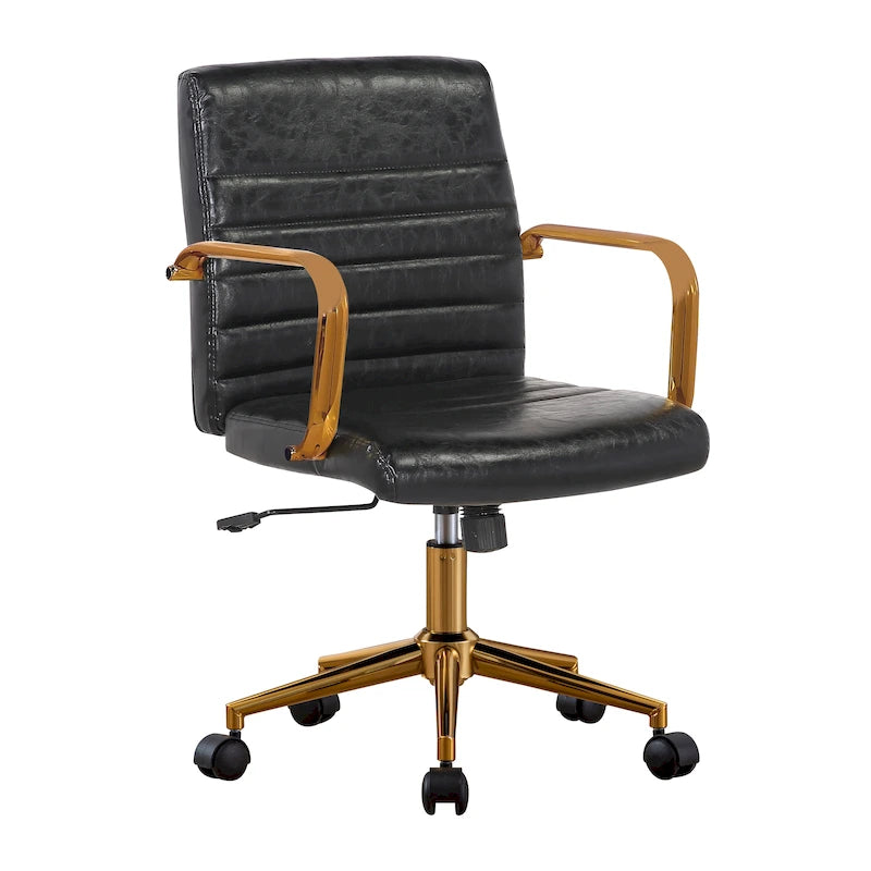 Swivel Office Chair, PU Leather, Roller Wheels