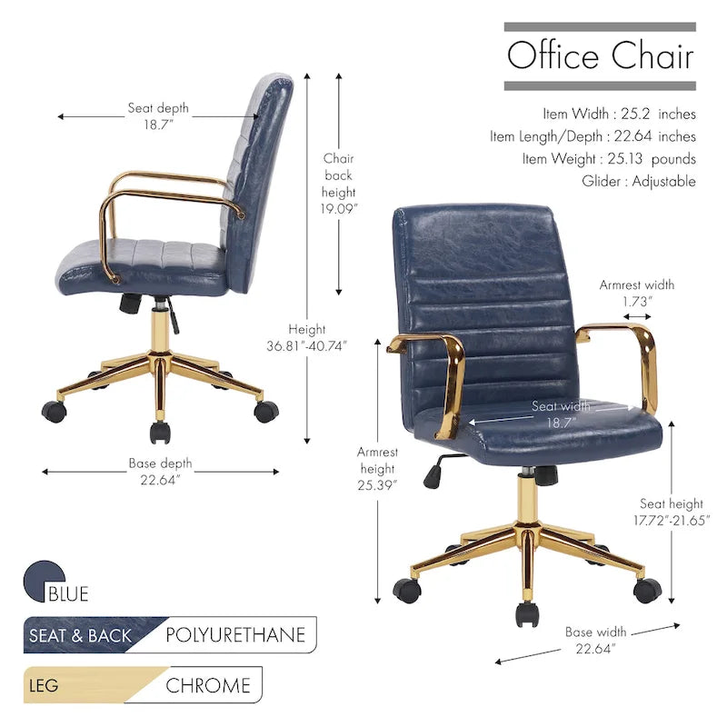 Chaise de bureau pivotante, similicuir PU, roulettes