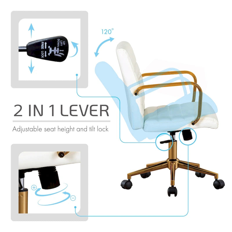 Chaise de bureau pivotante, similicuir PU, roulettes