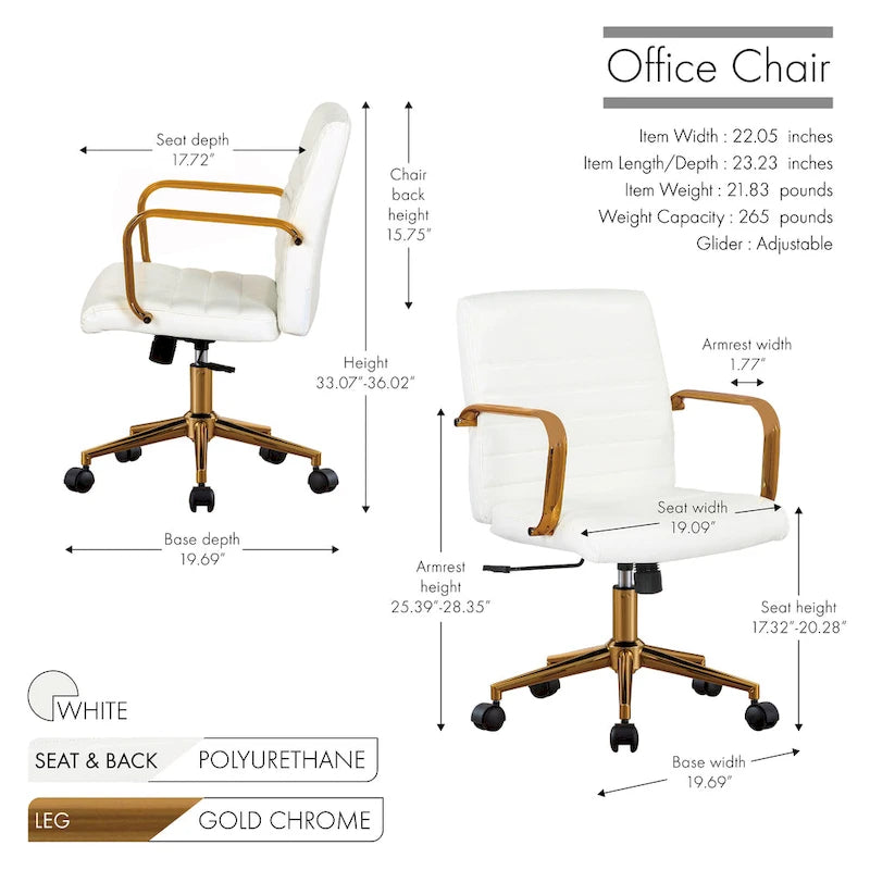 Chaise de bureau pivotante, similicuir PU, roulettes