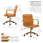 Chaise de bureau pivotante, similicuir PU, roulettes