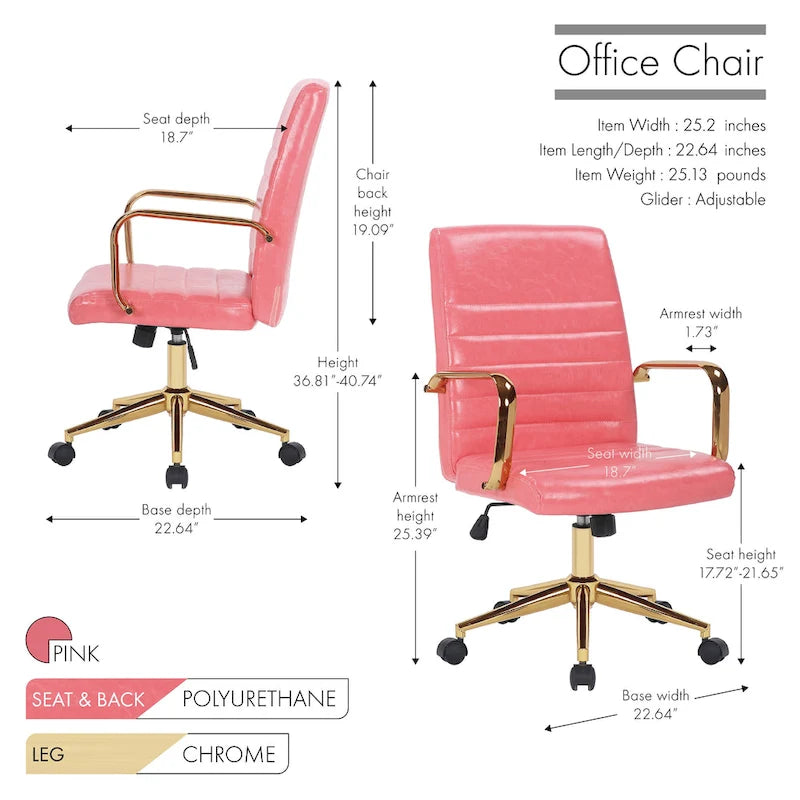 Chaise de bureau pivotante, similicuir PU, roulettes