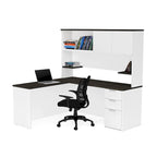 Reversible Desk with Hutch Drawers and Storage