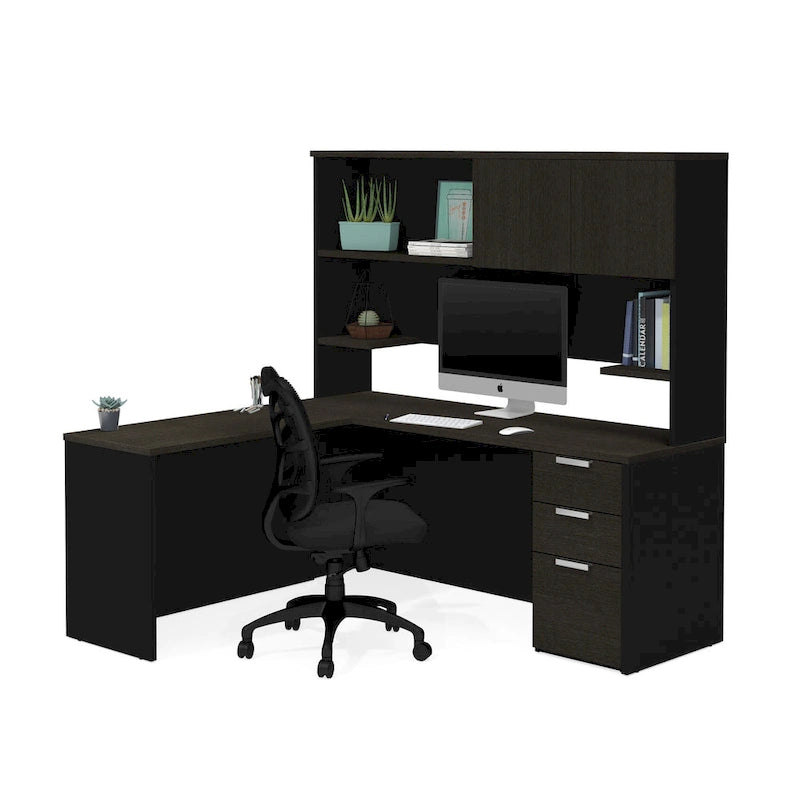 Reversible Desk with Hutch Drawers and Storage