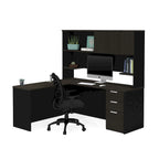 Reversible Desk with Hutch Drawers and Storage