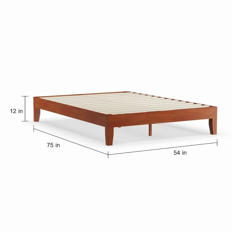 12-inch Full-size Wood Platform Bed with Slatted Base Support