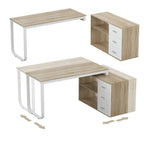 55-inch L Shaped Office Computer Desk w/ Drawers, Wood