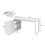 55-inch L Shaped Office Computer Desk w/ Drawers, Wood