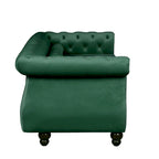 Feststehendes Sofa mit getufteten Kissen und Dekokissen