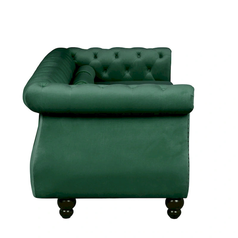 Stationary Sofa with Tufted Cushions and Pillows