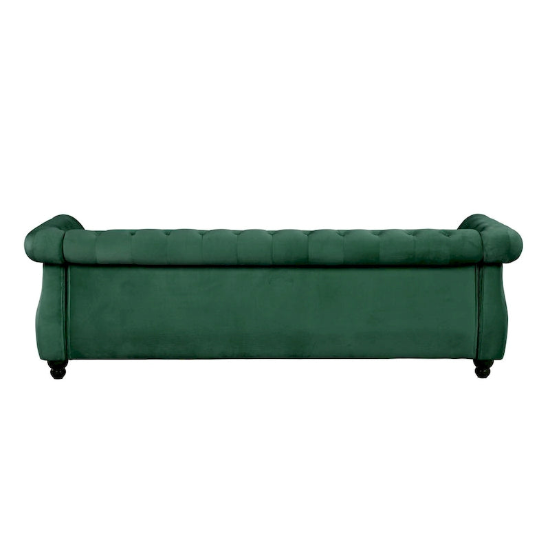Stationary Sofa with Tufted Cushions and Pillows
