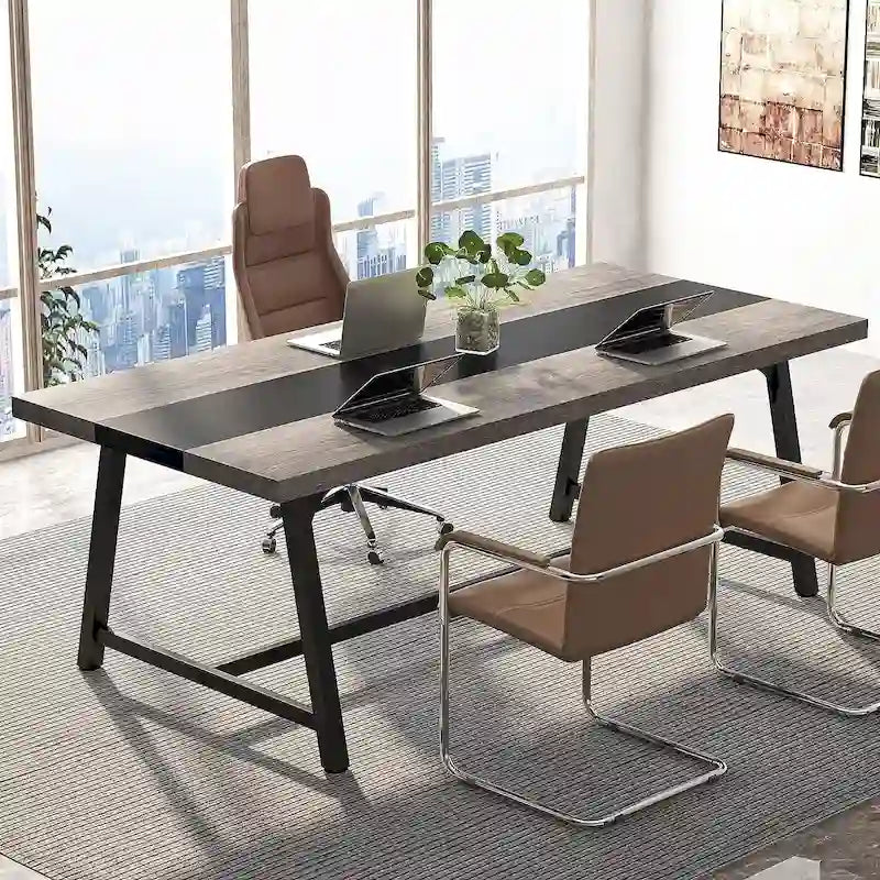 6FT Rectangle Conference Table, 70.9L Meeting Table for 6 People