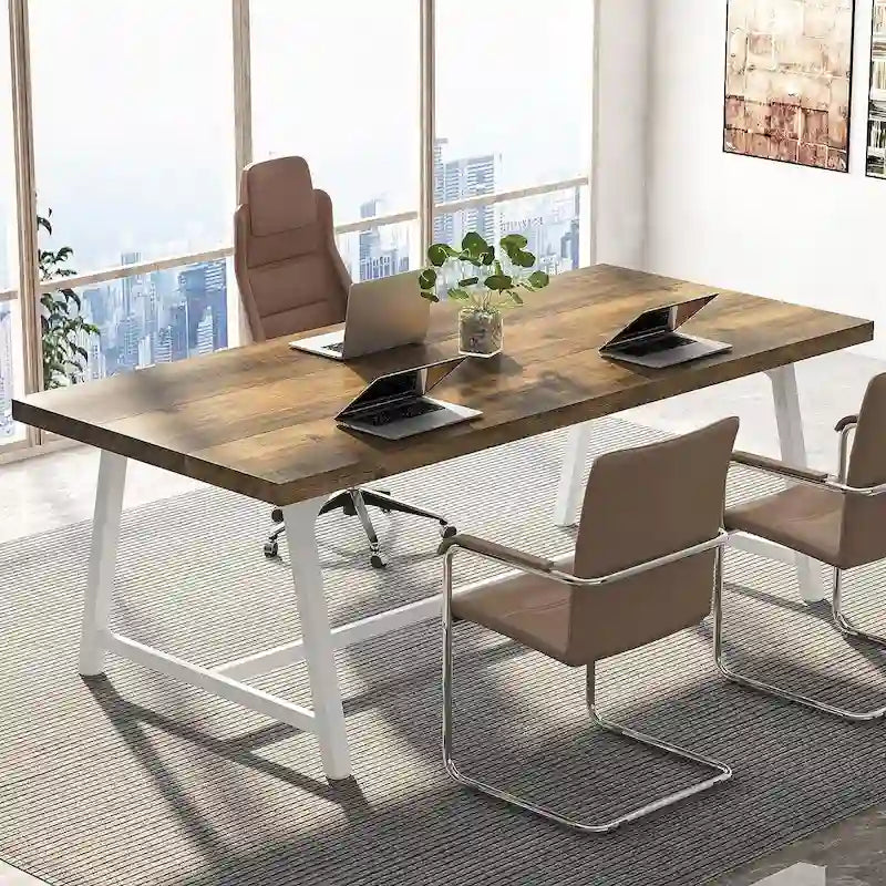 6FT Rectangle Conference Table, 70.9L Meeting Table for 6 People