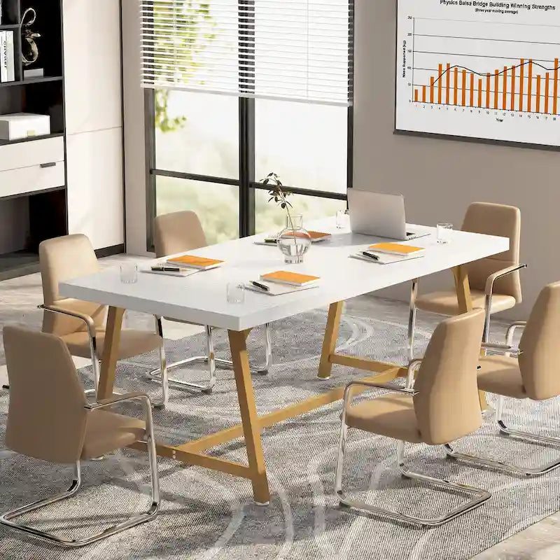 6FT Rectangle Conference Table, 70.9L Meeting Table for 6 People