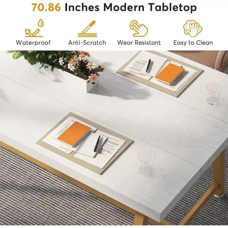 6FT Rectangle Conference Table, 70.9L Meeting Table for 6 People
