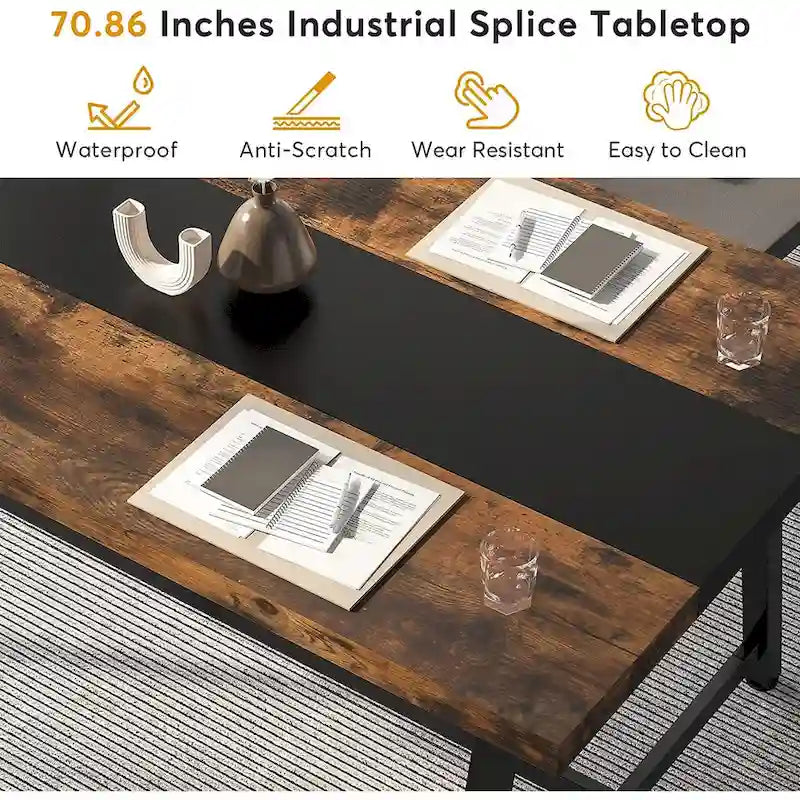 6FT Rectangle Conference Table, 70.9L Meeting Table for 6 People