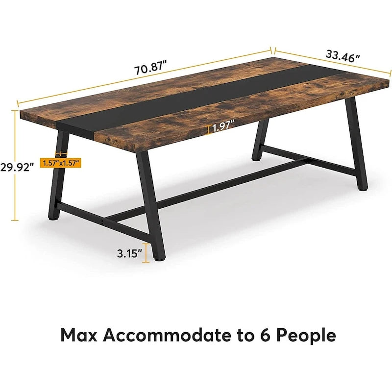 6FT Rectangle Conference Table, 70.9L Meeting Table for 6 People