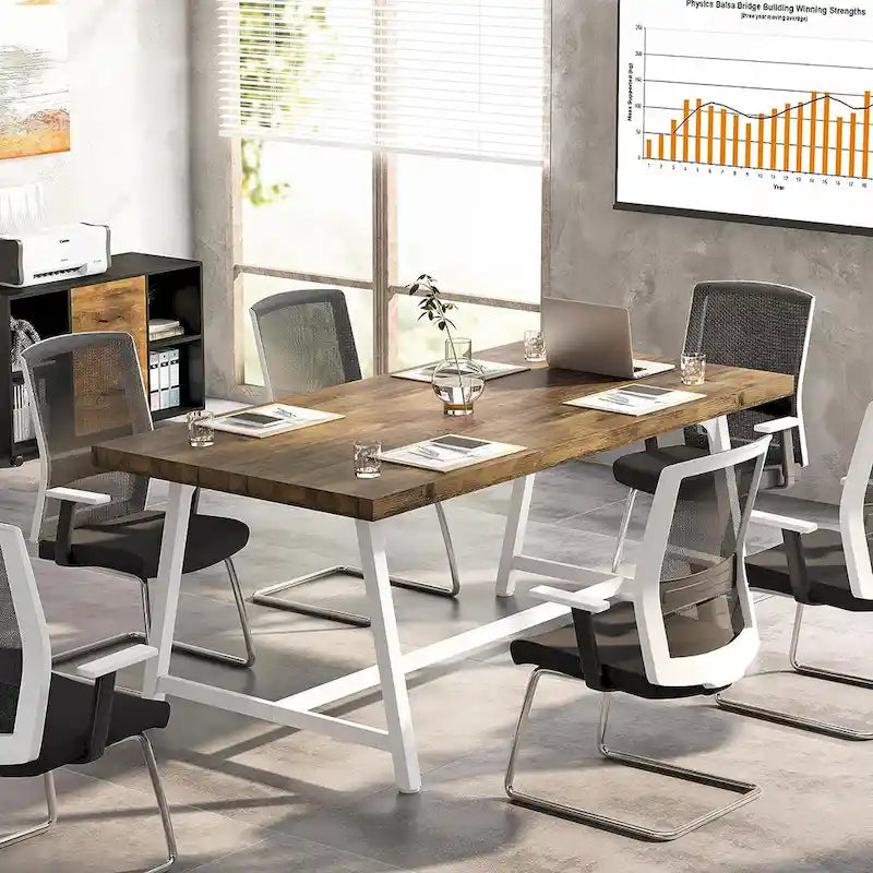 6FT Rectangle Conference Table, 70.9L Meeting Table for 6 People