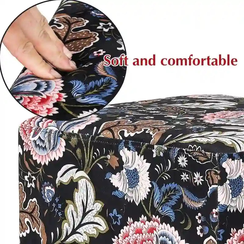Pouf carré en velours, tabouret rembourré, base plaquée or