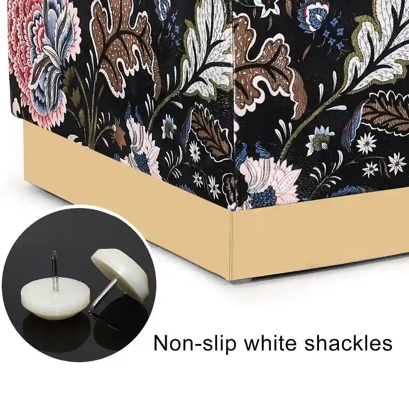 Pouf carré en velours, tabouret rembourré, base plaquée or